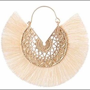 Boho Fringe Earrings Nude